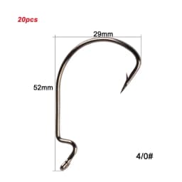 20pcs/lot Texan Hooks High Carbon Steel Offset Hook Karpervissen Fishhooks Lure Softjerk 8#~-5/0 Anzuelos Pesca Fishing Tackle