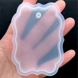 Big Scalloped Tag Silicone Mold Large Rectangular Tag Mold with Decorative Border Pressed Flower Jewellery Supplies Resin Crafts