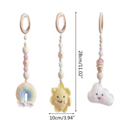 4 Pcs Beech Wood Baby Play Gym Frame Newborn Activity Fitness Rack Hanging Pendants Toys Crochet Rattle Teether Kids Room Decor