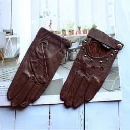 Women's Summer Leather Full Finger Gloves Unlined Thin Fashion Spring Autumn Motorcycle Riding Sheepskin Driving