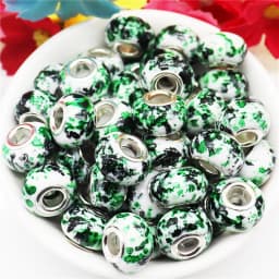10Pcs Pink Color Smooth Surface European Resin Murano Large Hole Spacer Beads Charms for Bracelet DIY Craft Bracelet Necklace