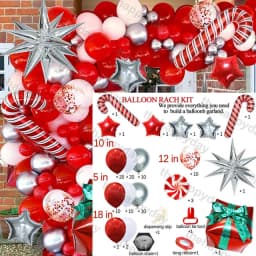 Christmas Balloon Arch Green Gold Red Box Candy Balloons Garland Cone Explosion Star Foil Balloons New Year Christma Party Decor