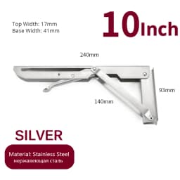 NAIERDI 2PCS 8-20inch Stainless Steel Folding Angle Bracket White Black Iron Triangle Wall Mount Bracket For Shelf Bench Table