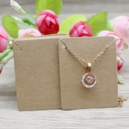 50pc Paper Stud Earring Card 5x4cm Brown/White DIY Jewelry Package Small Pendant Necklace Display Blank Card
