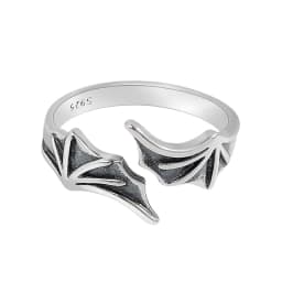 Vintage Punk Ancient Silver Bat Ring Personalized Popular Men and Women Fashion Jewellery Animal Rings Adjustable Opening