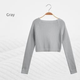 Girls Ballet Dance Sweater Elastic Flat Shoulder Sweater Teen Children Autumn Winter Dance Pullovers Long Sleeve Knitwear