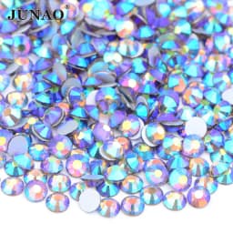 JUNAO 100 Gross Wholesale SS6 8 10 12 16 20 30 AB Glass Rhinestone Bulk Flatback Crystals Round Nail Strass Stone For DIY