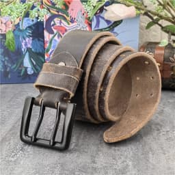 Super Wide 4.2CM Luxury Thick Genuine Leather Men Belt Double Buckle Belt Ceinture Leather Belt Men Jeans Trouser Belt MBT0018