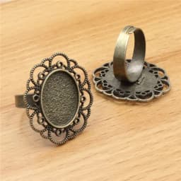 Fit 13*18mm 18*25mm Oval Cabochons Ring Blank Setting Bezel Base For DIY Making Accessories Pattern Glass 10pcs K06156