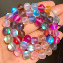 Matte Austria White Pink Crystal MoonStone Glitter Round Natural Loose Bead For Jewelry Making Diy Bracelet Necklace 6 8 10 mm