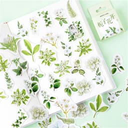 46pcs Gardenia Blossom Mini Paper Diary Stickers Pack for DIY Scrapbooking Decoration Labels Floral Theme