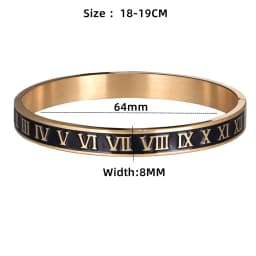 New Design Cuff Bracelet Bangle Stainless Steel Bracelet Enamel Carving Roman Numeral Couple Roman Bangle For Men Women Jewelry