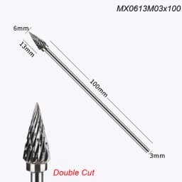 Extra Long 100mm Rotary Rasp File Carving Grinder Abrasive Tools Carbide Burr Alloy Bits Milling Cutter Drill For Metal Wook
