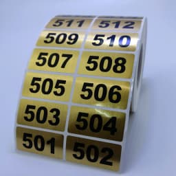 1000 Consecutive Sequential Numbering Labels Adhesive Number Sticker Gold Colour