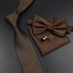 New Men's Tie Bowtie Set Luxury Business Worker Blue Black Solid Color Silk Polyester Jacquard Woven Necktie Suit Wedding Party