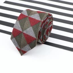 Men's Business Diamond Check Tie Artificial Wool Cotton Dark Color Tie Striped Black Grey Necktie For Daily Accessory Paty Gift