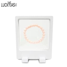 Black White Plastic Suspended Floating Display Case Earring Coin Gems Ring Jewelry Storage Pet Membrane Stand Holder Box 7*7*2cm