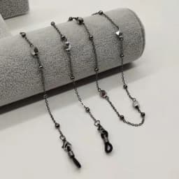 Eyeglasses Chain White Pink Crystal Charm Bead Chain Metal Plated Silicone Loops Sunglasses Accessory Women Necklace Gift