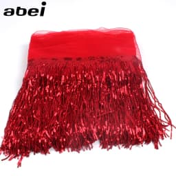 32cm 2yard Shining Mesh Fabric Lace Fringe Sequins Paillette Tassel Ribbon DIY Wedding Party Dance Dress Sewing Accessories