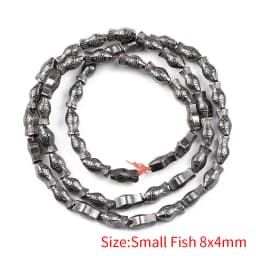 Black Natural Stone Loose Beads Rose Owl Fish Moon Hematite Spacer Bead for Jewelry Making DIY Bracelet Necklace Accessories 15"