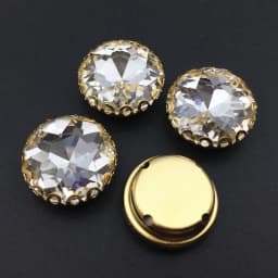 All size round glass Crystal Gold base lacy claw flower flat top shape Sew on rhinestone wedding dress bags shoes decoration diy