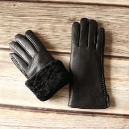 Winter Cold-Proof Warm Deerskin Gloves Women's Thickened Sheepskin Fur Sheep Sheared Lining Windproof Leather Finger Gloves