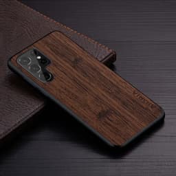 Case for Samsung Galaxy S24 S25 S22 S23 Ultra Plus Edge FE Coque Bamboo Wood Pattern Leather Cover Funda for Samsung S24 Case