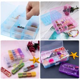 4 Sizes Jewelry Box Organizer Storage Container Plastic Organizer Box with Adjustable Dividers for Beads Art DIY Crafts