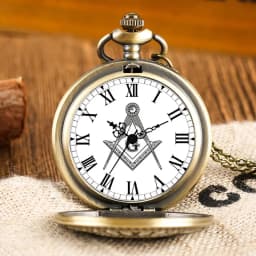 Antique Freemason G Dial Chrome Square and Compass Mason Masonic Necklace Pendant Quartz Pocket Watch Best Gifts for Freemason