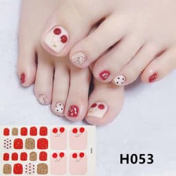 22Tips/Sheet Nail Sticker Adhesive Toenail Art Polish Tips French Glitter Sequins Nail Wraps Strips Easy Toenail Sticker