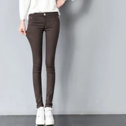 Women Color Pants Super Comfy Stretch Pull-On Classic Skinny Pants Ease Into Comfort Stretch Slim Pencil Trousers with Pocket
