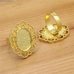 Fit 13*18mm 18*25mm Oval Cabochons Ring Blank Setting Bezel Base For DIY Making Accessories Pattern Glass 10pcs K06156