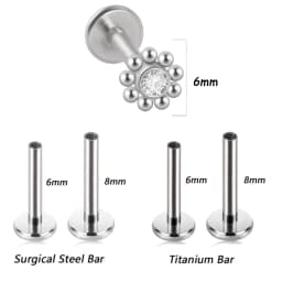 1PC G23 Titanium&Steel 16G CZ Gem Triangle Labret Lip Ring Crystal Cluster Ear Cartilage Tragus Helix Piercing Screw Fit Top 16g