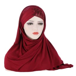 2024 muslim cotton scarf plain hijabs with bead shawls and wraps femme musulman hijab ready to wear turban women head scarves