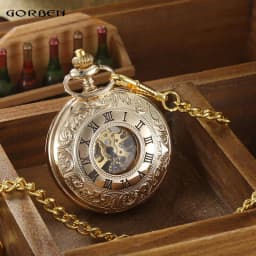 Vintage 2 Sides Open Case Mechanical Men's Watch Double Face Roman Dial Clock Hand Wind Pocket Watch With FOB Chain Gift