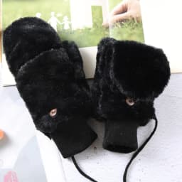 Women Winter Keep Warm Plus Cashmere Thicken Cute Lovely Solid Mittens Full Finger Flip Gloves Outdoor Cycling Windproof Soft