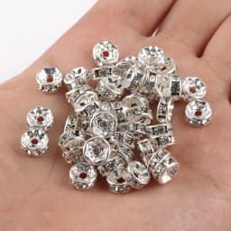 50pcs Brass Crystal Rhinestone Spacer Beads 4/6/8mm Gold Silver AB Color Rondelle Jewelry Makings Findings Bracelet Accessories