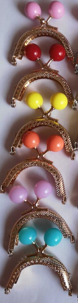5cm mini semicircle purse frame clasp Color beads With key ring DIY coin purse Kiss lock bag accessories 6pcs/lot