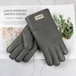 Winter Warm Sheepskin Fur Gloves Men's Thickened Windproof and Cold-Proof Outdoor Riding Sheep Leather Wool Finger Gloves