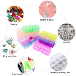 4 Sizes Jewelry Box Organizer Storage Container Plastic Organizer Box with Adjustable Dividers for Beads Art DIY Crafts