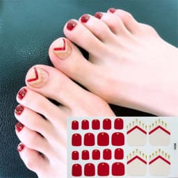 22Tips/Sheet Nail Sticker Adhesive Toenail Art Polish Tips French Glitter Sequins Nail Wraps Strips Easy Toenail Sticker