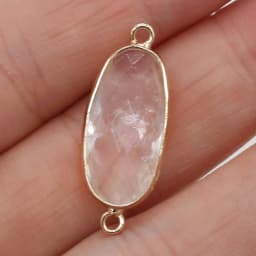 Natural Stone Amethysts Pendant Oval shape Two-hole connector for Jewelry Making Diy Bracelet necklace accessories 11x27mm