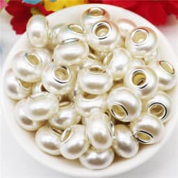 10Pcs Pink Color Smooth Surface European Resin Murano Large Hole Spacer Beads Charms for Bracelet DIY Craft Bracelet Necklace