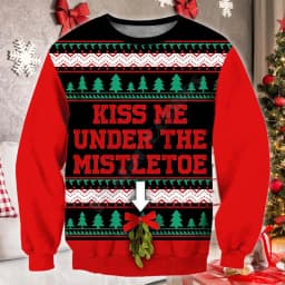 Kiss Me Under The Mistletoe 3D Printed Women Men Christmas Sweater Funny Hoodies/Sweatshirt/Jacket Cosplay Costumes
