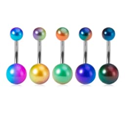 5Pcs/lot Candy Colors Acrylic Belly Button Rings for Women 316L Stainless Steel Bar Belly Navel Sexy Piercings Body Jewelry 14G