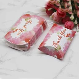 12/50pcs Beautiful Flower Pattern Pillow Shape Paper & Kraft Wedding Candy & Birthday Gift Storage Box Size 20X55X80mm