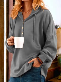Women Hood Button Sweatshirts Winter Spring Cap Big Large Plus Sizes Ladies Turtleneck Pullovers Hooded Shirts T Shirt