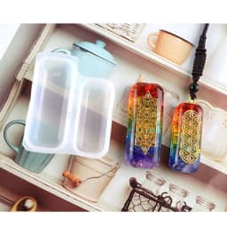 Faceted Round Square Orgonite Resin Pendant Mold Crystals Stones Orgone Silicone Resin Mold Keychain Jewelry Making Tool