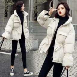 2026 New Winter Hooded Long Sleeve Solid Color Black Cotton-padded Warm Loose Big Size Jacket Women Parkas Fashion Outwear