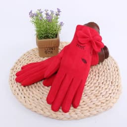 Winter Female Single Layer Warm Cashmere Full Finger Button Cycling Mittens Women Suede Leather Touch Screen Driving Gloves J23